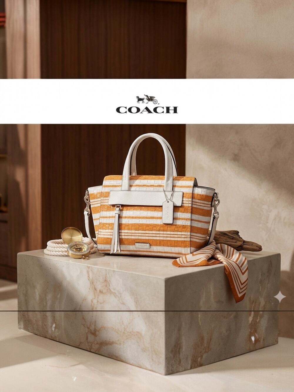 Coach Bleecker Embossed Woven Leather Riley Carryall